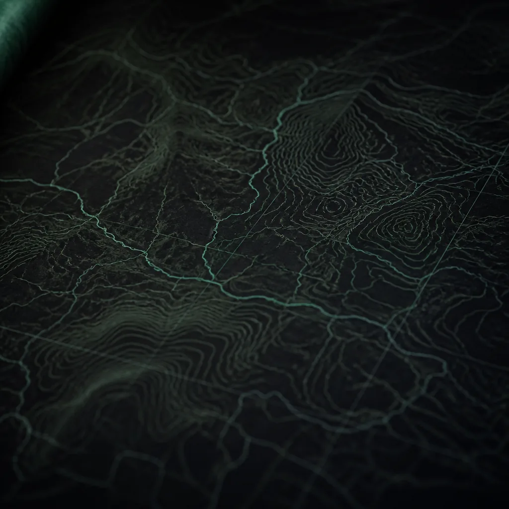 Mapa táctico con líneas de contorno en verde / Tactical map with green contour lines